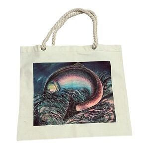 Salmon design canvas tote shopping bag